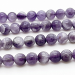 Аметист бусины, диаметр 7,8-8,1 мм, цена за 24 шт (1/2 нити)