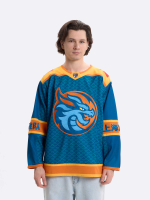 Джерси хоккейное синее ХК "Шанхайские Драконы", реплика с вышивками (ТМ ATRIBUTIKA&CLUB)