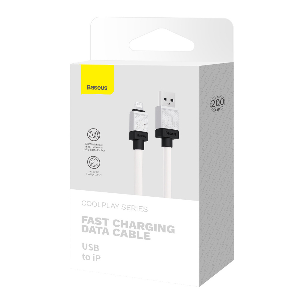 USB-A - Lightning Кабель Baseus CoolPlay Charging+Data 2.4A 2m - White