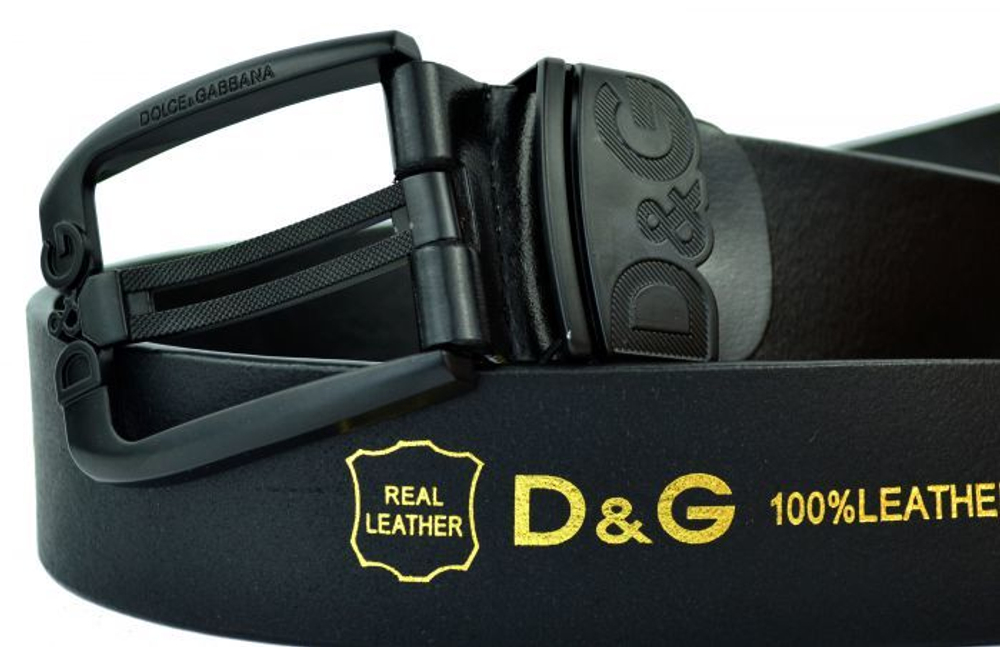 Ремень брендовый мужской чёрный для джинс 40 мм D&G (копия) 40KZ-115