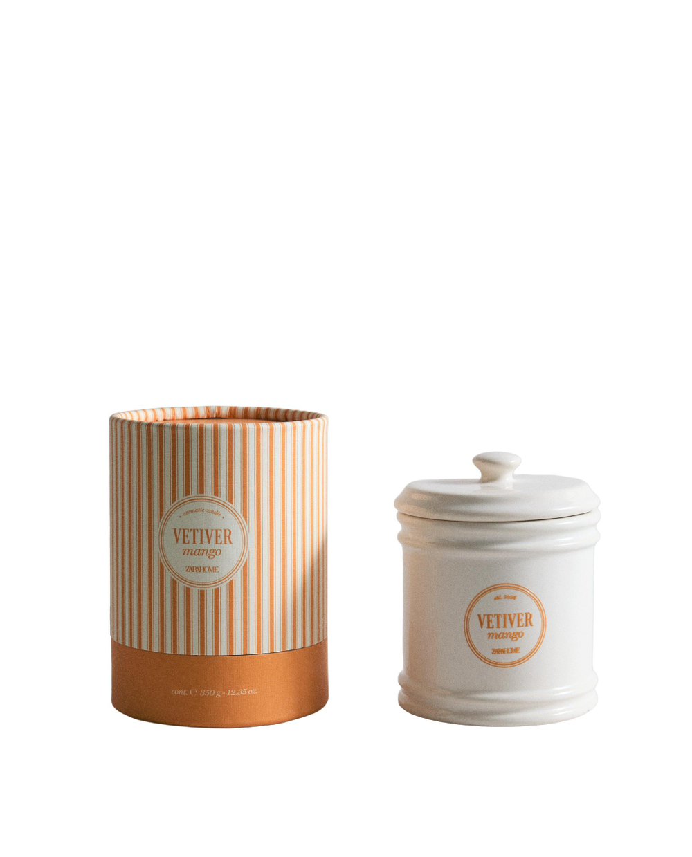 Zara Home Свеча ароматическая Vetiver Mango 300 г, растительный воск, аромат древесный, Коричневый
