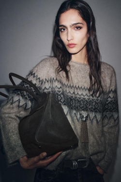 ZARA ЗАМШЕВАЯ СУМКА, СЕРЫЙ