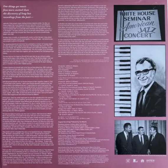 Tony Bennett, Dave Brubeck – The White House Sessions, Live 1962 (Impex) 2LP