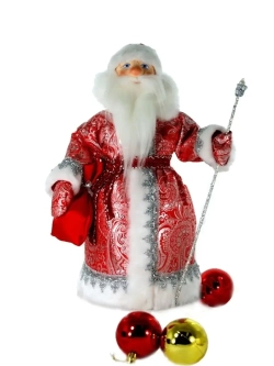 Кукла фарфоровая Дедушка Мороз в парчовой шубе под елку