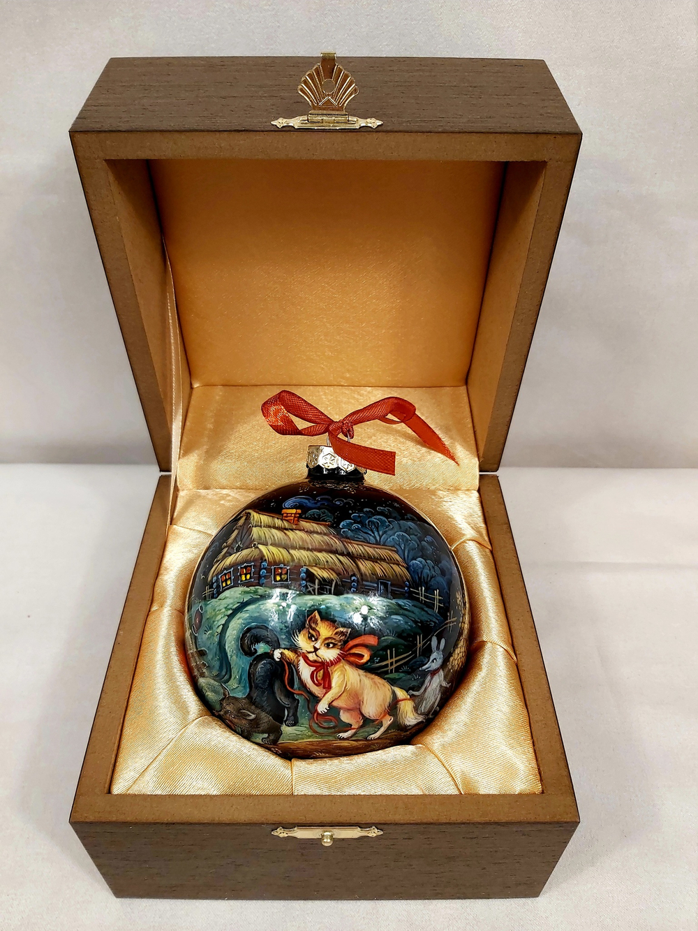 Шар новогодний (круговая роспись Палех) "Репка" в футляре