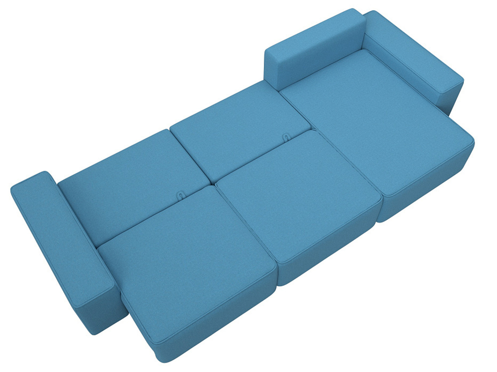 Диван угловой Лига-074 угол универсальный РОГОЖКА Амур 10 голубой