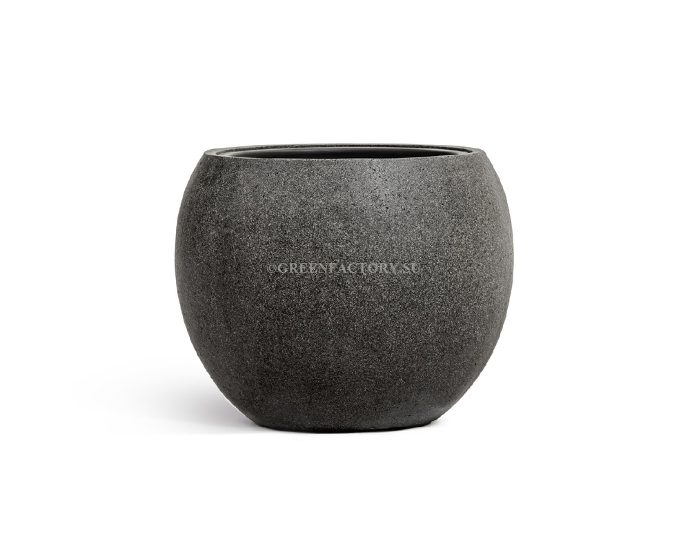 Кашпо TREEZ Effectory - Stone - Большая полусфера - Тёмно-серый камень