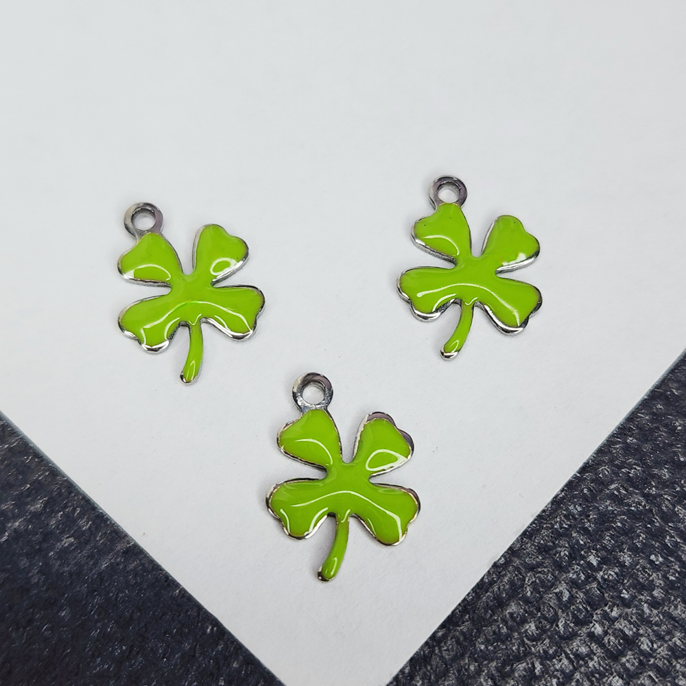 Клевер подвеска, сталь 316, цветная эмаль, р-р 12×9.5мм, штучно