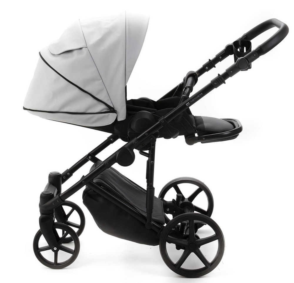 Детская коляска Adamex Zico Deluxe New 2 в 1 ZN-SA03 СВЕТЛО-СЕРАЯ КОЖА