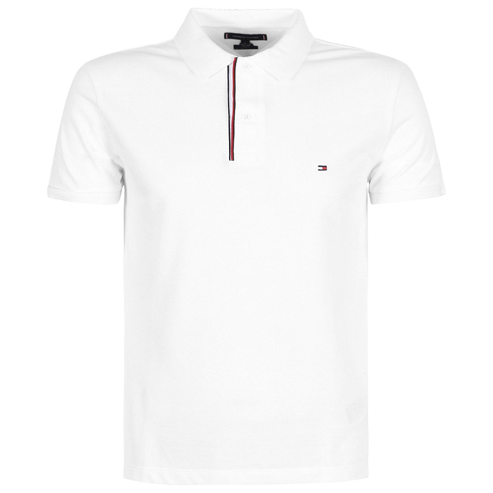 Мужское теннисное поло Tommy Hilfiger Essential RWB Detail Slim Polo - белый