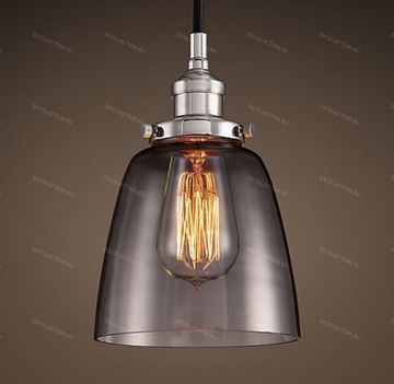 replica  20TH C. FACTORY FILAMENT SMOKE GLASS CLOCHE Restoration Hardware