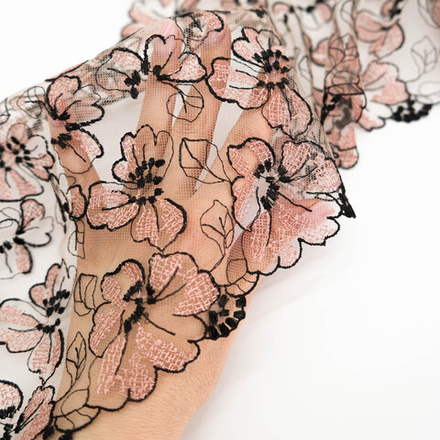 Вышивка на сетке КОФЕЙНЫЙ/ЧЕРНЫЙ, 22см