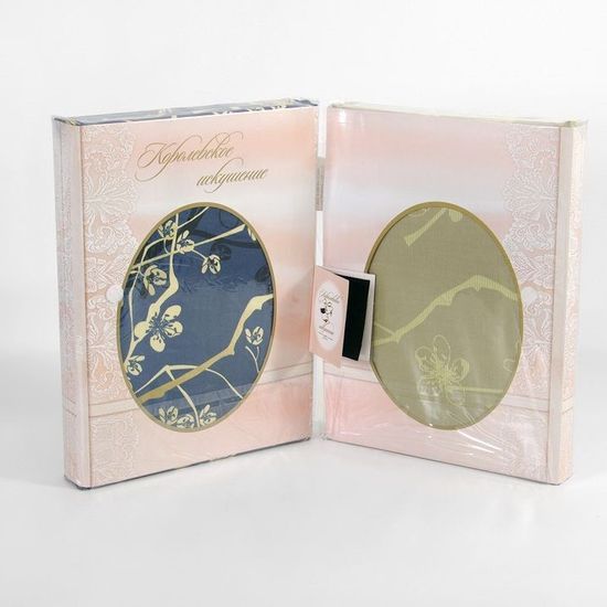 Евро комплект постельного белья с простыней на резинке Кавай перкаль