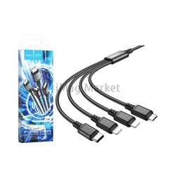 Зарядный кабель Hoco X76, USB-A - 2xLightning/micro-USB/Type-C, 2A, 10W, 1 м, черный