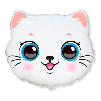 Кошечка голова, фольгированный шар  22"/55 см
