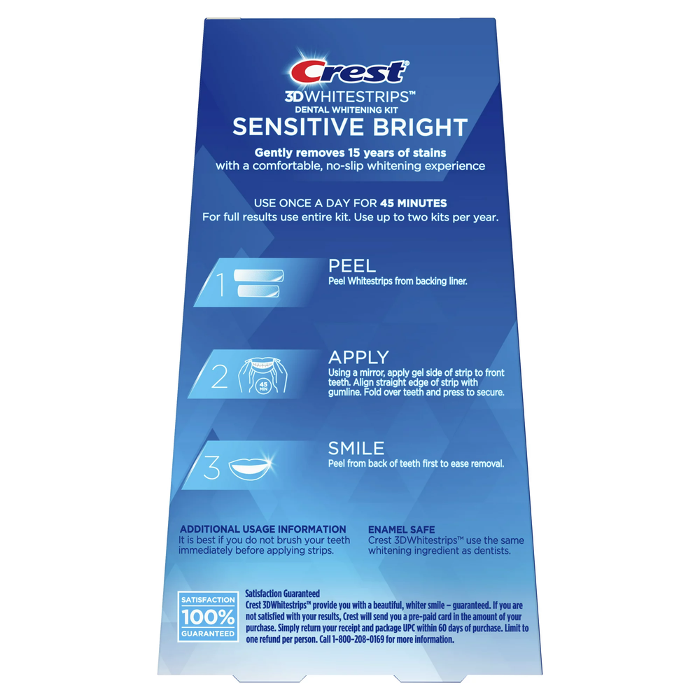 Курс 14 дней | Crest 3D Whitestrips Sensitive Bright – Отбеливающие полоски для зубов