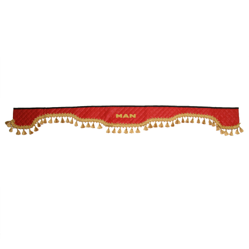 Ламбрекен MAN (экокожа, красный, золотые кисточки) 230см