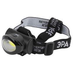 Фонарь налобный светодиодный ЭРА GB-601 на батарейках мощный яркий 3 режима черный