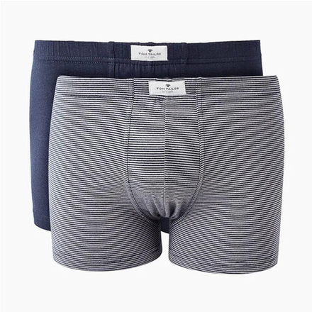 Мужские трусы боксеры набор из 2-х штук (темно-синие, темно-синие в полоску) Tom Tailor 70493/6061 632