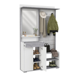 Прихожая с зеркалом и полками комплект мебели Белое сияние/Цемент светлый Акцент №1 120х32х196 см