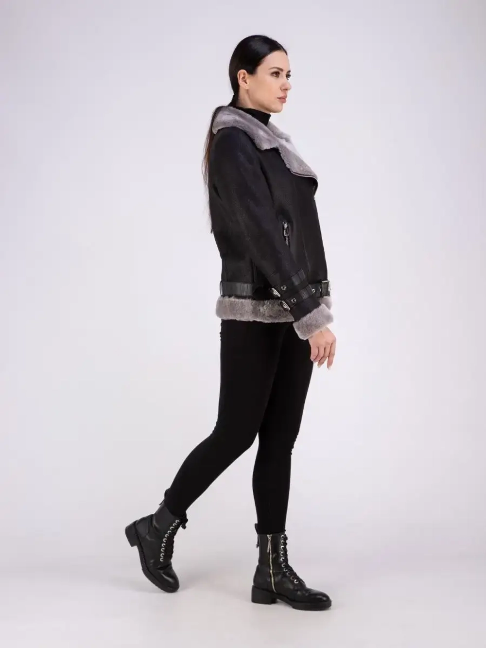 Дубленка авиатор женская натуральная короткая зима Турция