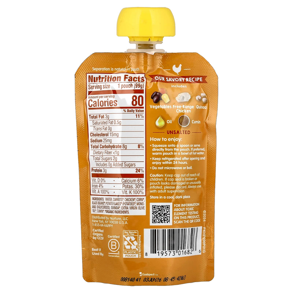 Happy Family Organics, Happy Baby®, органическая курица, для детей от 7 месяцев, овощи и киноа, 99 г (3,5 унции)
