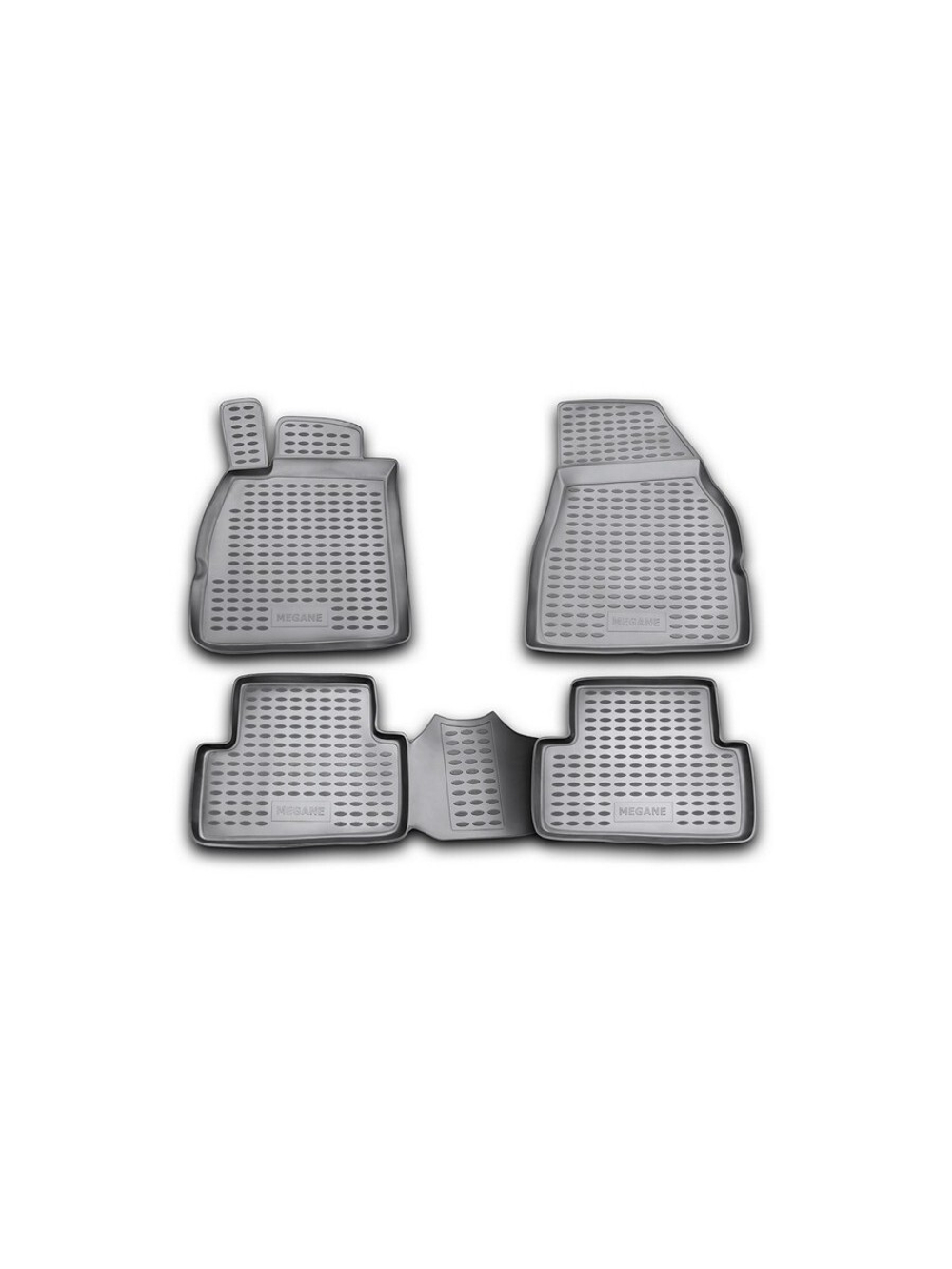 Коврики в салон для RENAULT Megane II 2002-2009, 4 шт. (полиуретан, серые) NLC.41.07.211