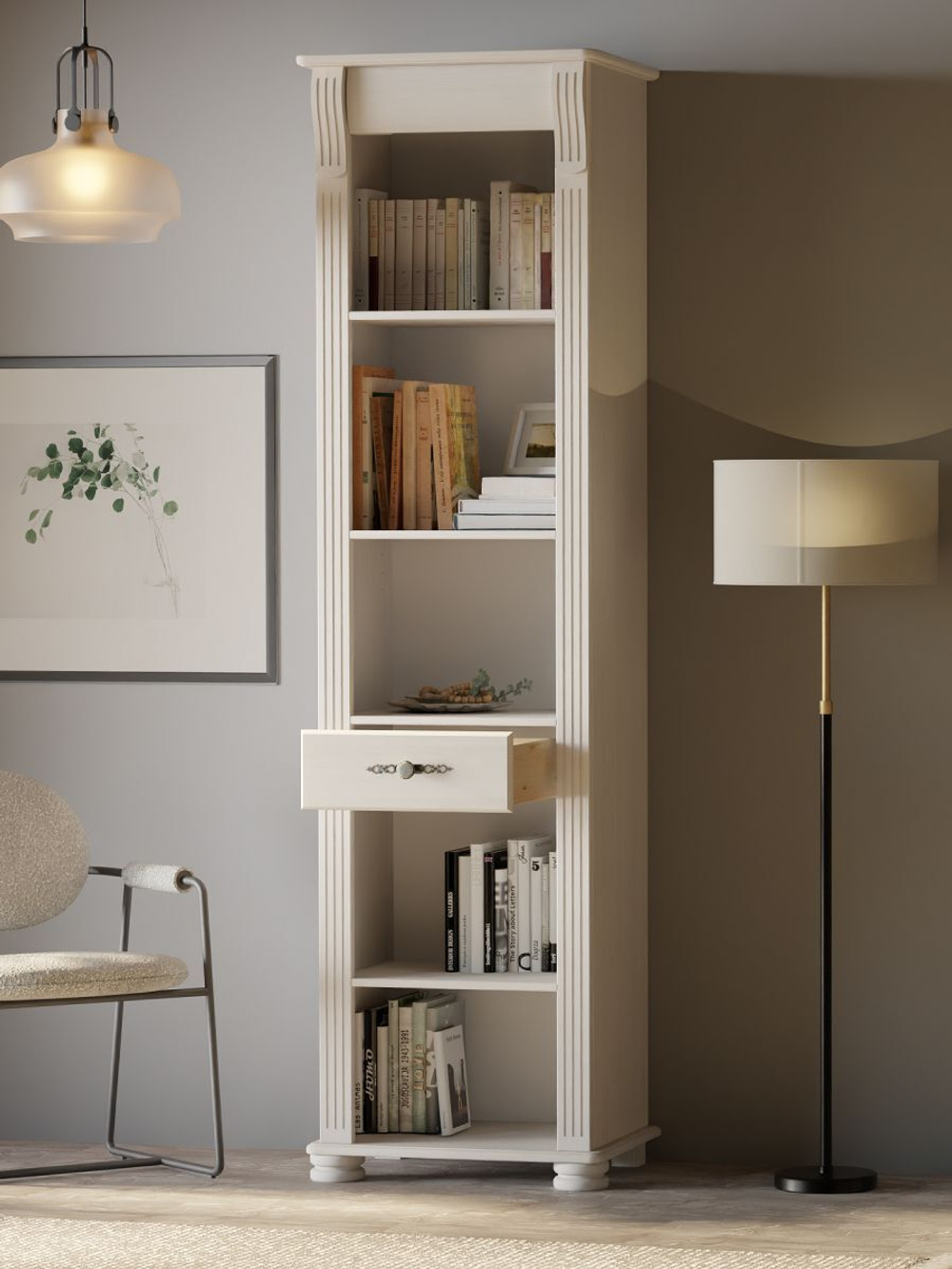 Витрина Сюзанна из сосны, белый