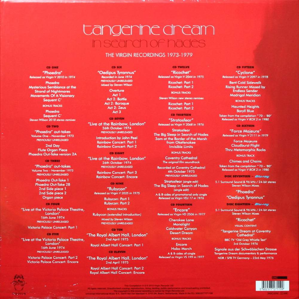 Tangerine Dream / In Search Of Hades: The Virgin Recordings 1973-1979(16CD+2Blu-ray)