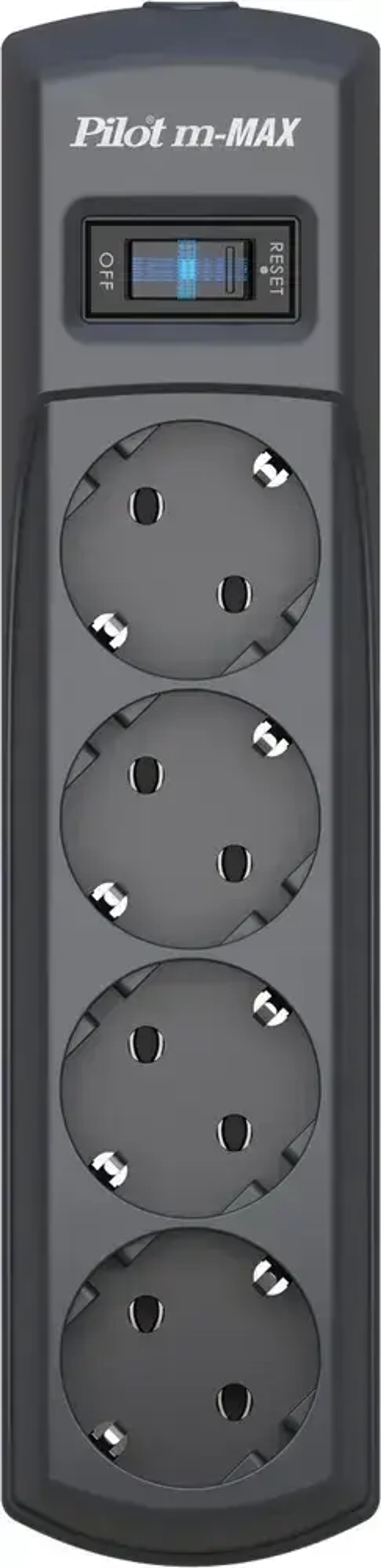 Удлинитель ZIS Pilot, сетевой фильтр, 3300 Вт / 15А, 4 розетки, 1.8 метра, с выключателем