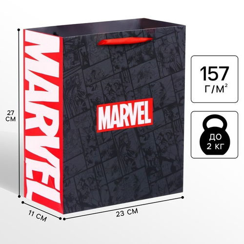 Пакет подарочный "Мстители", 23х27х11 см