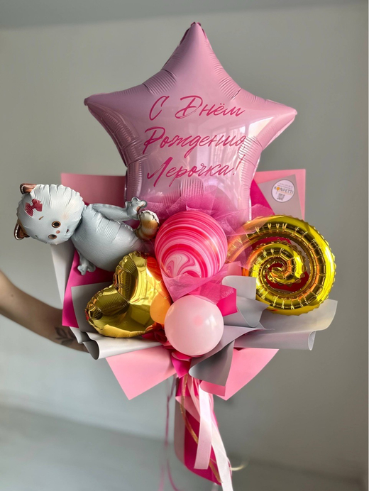 Букет из шаров кошечка Басик Лили №4998