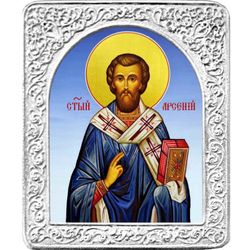 Святой Арсений. Маленькая икона в серебряной раме.