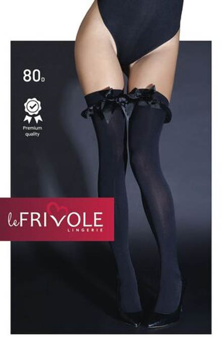 Плотные чулки с атласными бантами S-M