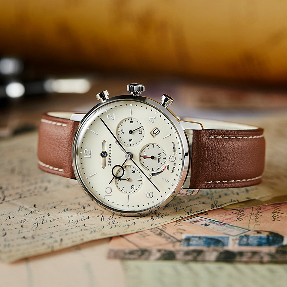 ZEPPELIN Hindenburg Collection Quartz Movement Men"s Watches Wrist Watches White Dial Stainless Steel Case