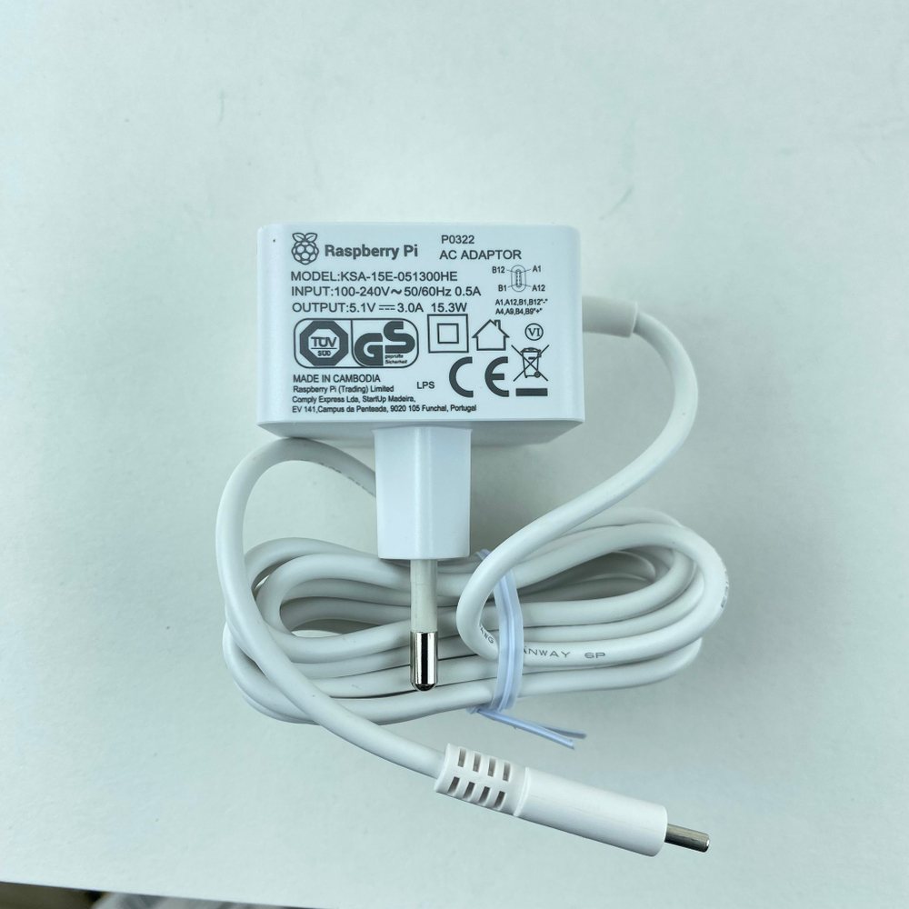 Оригинальный блок питания для Raspberry Pi 4 белый цвет