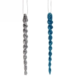 Подвески в блестках «Ледяные сосульки» 10 см (набор 2шт), синий/серебро