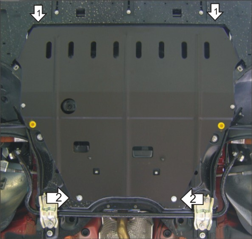 Усиленная защита Motodor картера двигателя, кпп. 2 мм, сталь. для Citroen C4 Grand Picasso 2010-2014,Citroen C4 Grand Picasso 2006-2010 арт.00413