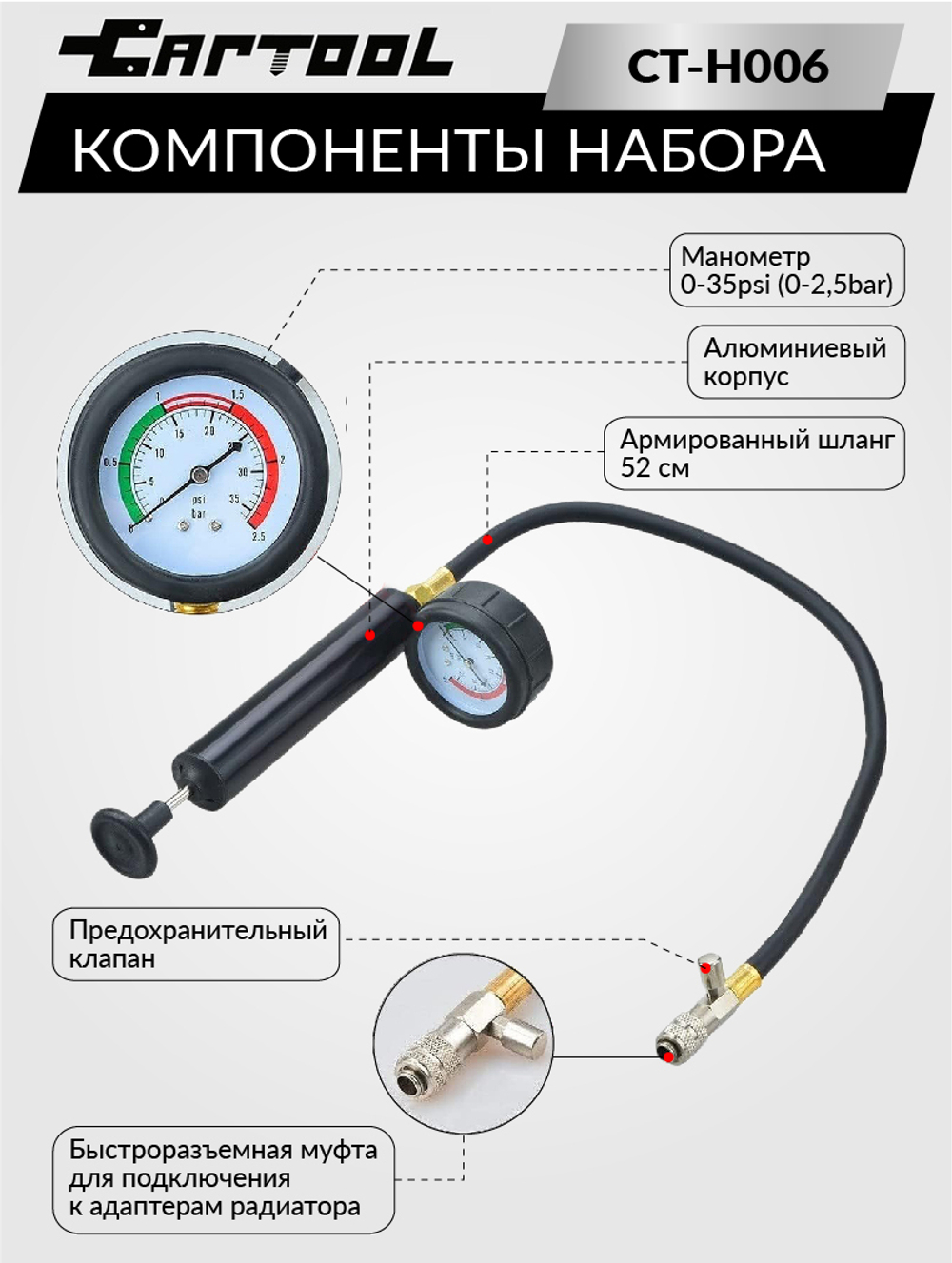 Набор для проверки радиатора Car-Tool CT-H006