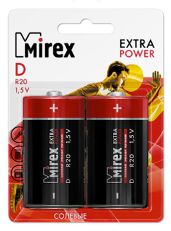 Батарейка солевая D/R20 Mirex