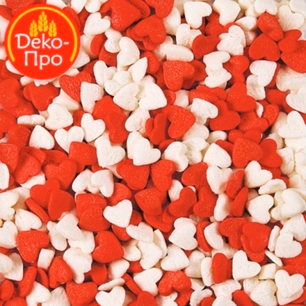 Посыпка ДЕКО-ПРО "Сердечки красно-белые", 50 гр