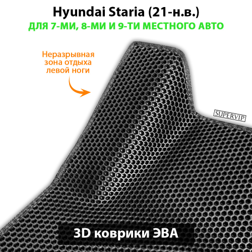 Передние автомобильные коврики ЭВА Hyundai Staria (21-н.в.) для 7-ми, 8-ми и 9-ти местного авто
