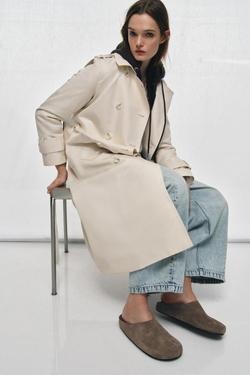 ZARA ТУФЛИ-МЮЛИ ИЗ СПИЛКА, СЕРО-КОРИЧНЕВЫЙ