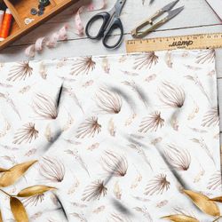 Ткань футер 2-х нитка растения минималистичные