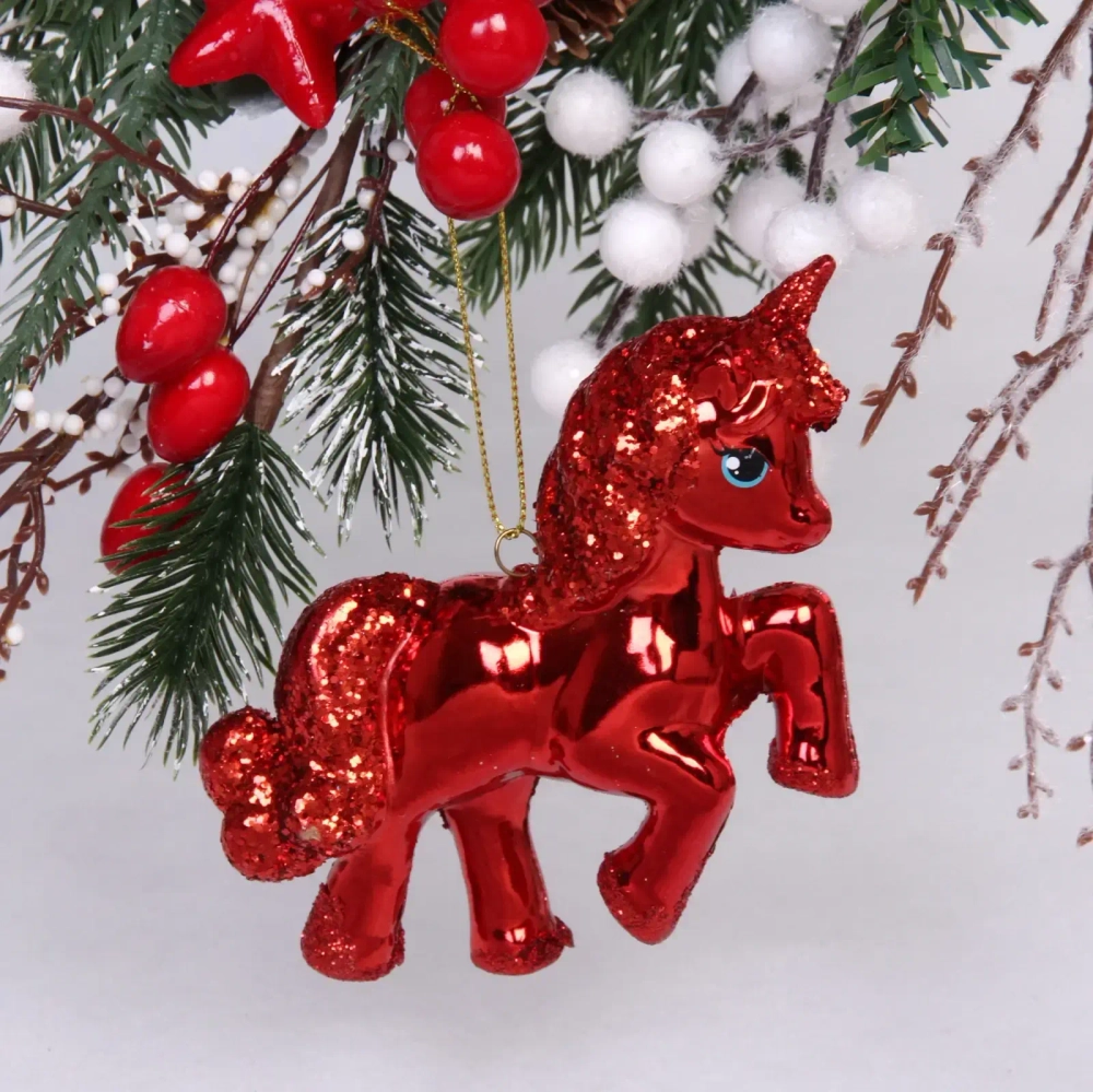 Ёлочная игрушка «Сказочный единорог» 9*3*10 см, красный