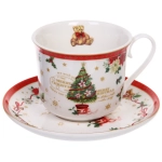 Чайная пара керамическая «Ёлочка» (кружка 400мл+блюдце) в подарочной коробке