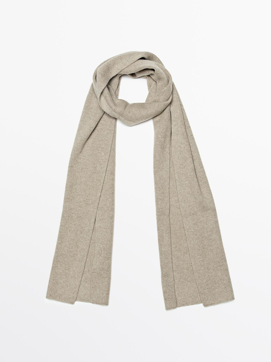 Massimo Dutti Шарф из 100% кашемира, бежевый