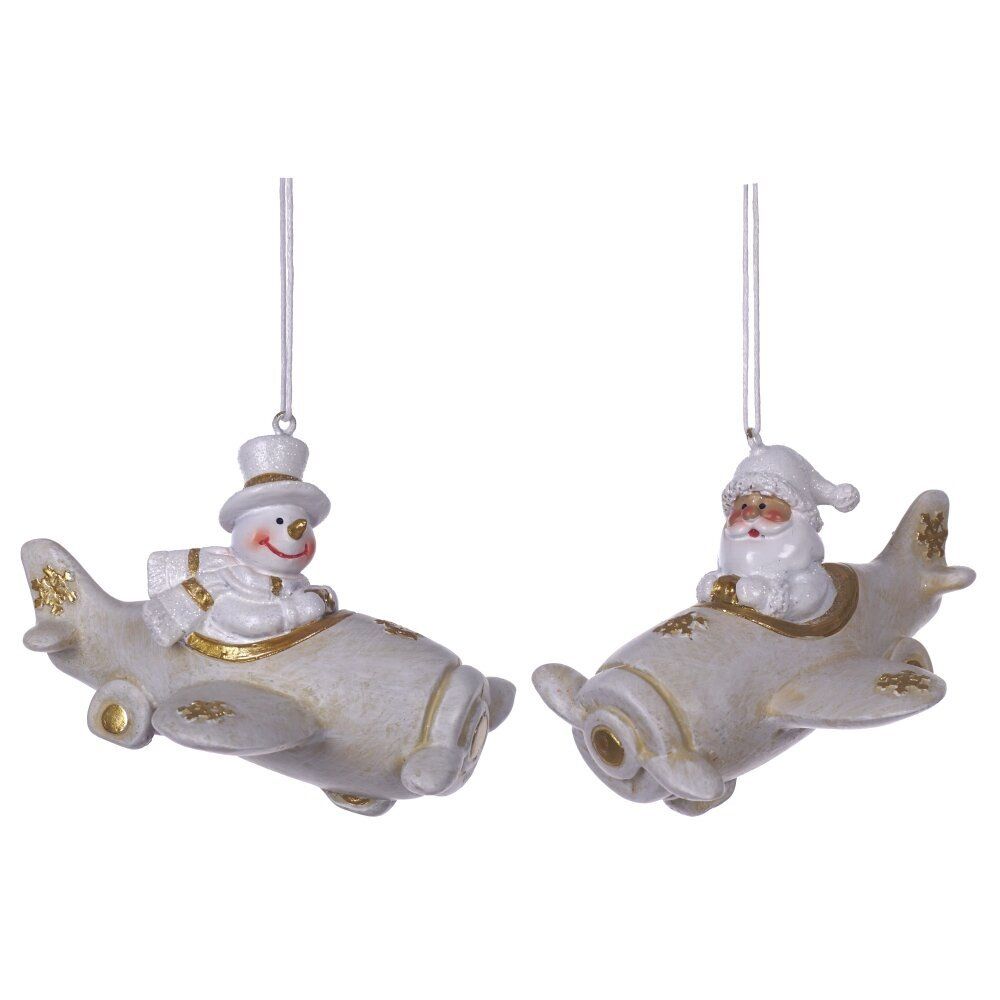 GAEM Фигурка декоративная подвесная "Снеговик/Дед Мороз", L10 W8,5 H7 см, 2в.