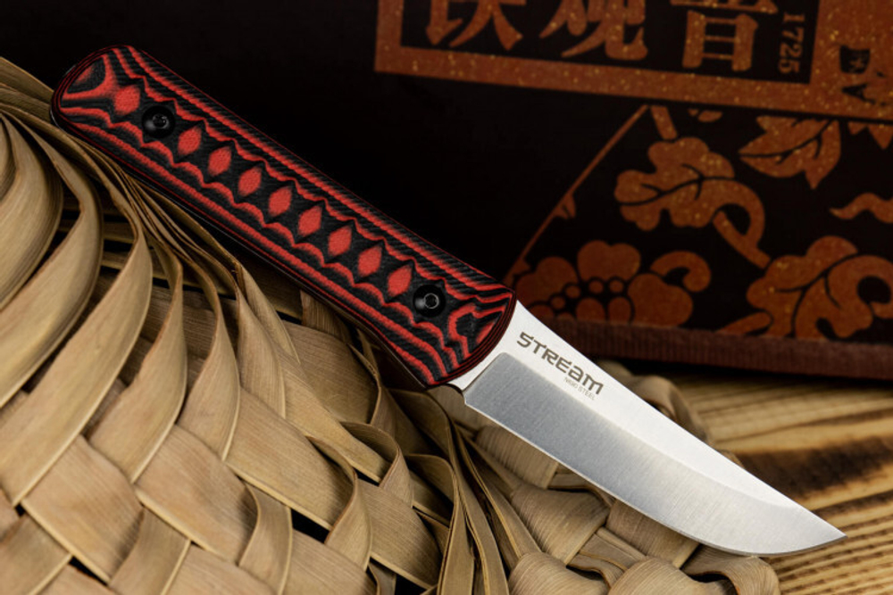 Нож Kizlyar Supreme STREAM N690 SW G10-BRH KS (StoneWash, G10 Black-Red Handle, Kydex Sheath)