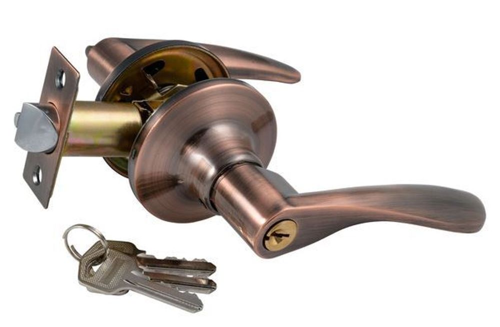 Защелка-Комплект  S-Locked 3901-01  AC с фалевыми ручками фикс./кл  МЕДЬ  /122930